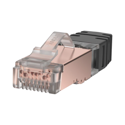 Plug RJ45 Cat6A Blindado, Para Cable Calibre 23-24 AWG, Chapado en Oro de 50 micras, Paquete de 100 piezas