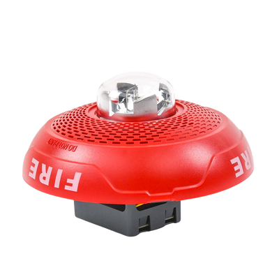 Bocina con Lámpara Estroboscópica, Montaje en Techo, Color Rojo, Nuevo Diseño Moderno y Elegante y Menor Consumo de Corriente