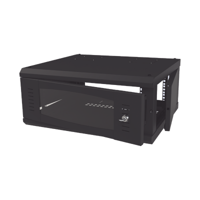 Gabinete de Montaje en Pared, Con Puerta de Cristal, Cuerpo Fijo con Rack, de 19in, 4UR, Color Negro