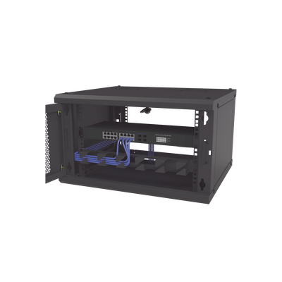 Gabinete de Pared Fijo, Puerta Perforada, Rack 19" de 6 UR (600 x 355 x 523 mm)(An x Al x Prof.)