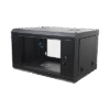 Gabinete de Pared de 6U con Puerta de Cristal Templado, 455 mm de Profundidad Total, Rack de 19'', Acero Reforzado Color Negro.