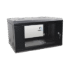 Gabinete de Pared de 6U con Puerta de Cristal Templado, 455 mm de Profundidad Total, Rack de 19'', Acero Reforzado Color Negro.