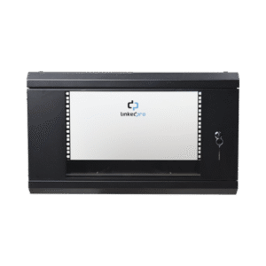 Gabinete de Pared de 6U con Puerta de Cristal Templado, 455 mm de Profundidad Total, Rack de 19'', Acero Reforzado Color Negro.