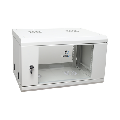 Gabinete de Pared de 6U con Puerta de Cristal Templado, 455 mm de Profundidad Total, Rack de 19'', Acero Reforzado Color Blanco