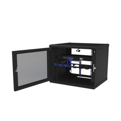 Gabinete de Pared Fijo, Puerta Perforada, con Rack de 19in, 9 Unidades de Rack