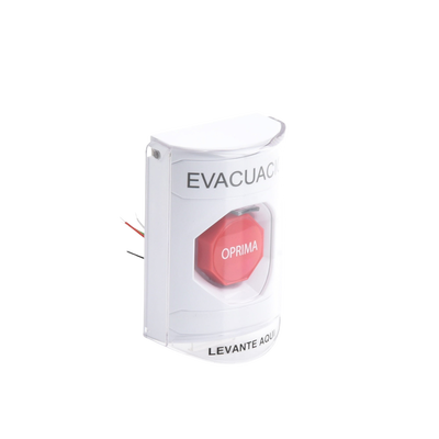 Botón de Evacuación, Texto en Español, Tapa Protectora de Policarbonato Súper Resistente, Restablecimiento con Llave Botón de Evacuación, Texto en Español, Tapa Protectora de Policarbonato Súper Resistente, Restablecimiento con Llave