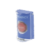 Botón Multipropósito, Color Azul, De Superficie, Con Tapa De Policarbonato, Con Bocina Pre Alarma, Para Interior, Llave Para Restablecer, Texto De Emergencia, Ingles