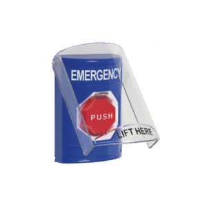 Botón Multipropósito, Color Azul, De Superficie, Con Tapa De Policarbonato, Con Bocina Pre Alarma, Para Interior, Llave Para Restablecer, Texto De Emergencia, Ingles Botón Multipropósito, Color Azul, De Superficie, Con Tapa De Policarbonato, Con Bocina Pre Alarma, Para Interior, Llave Para Restablecer, Texto De Emergencia, Ingles