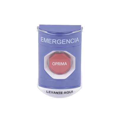 Botón Multipropósito, Color Azul, De Superficie, Con Tapa De Policarbonato, Con Bocina Pre Alarma, Solo Interior, Llave Para Restablecer, Texto De Emergencia, Español Botón Multipropósito, Color Azul, De Superficie, Con Tapa De Policarbonato, Con Bocina Pre Alarma, Solo Interior, Llave Para Restablecer, Texto De Emergencia, Español