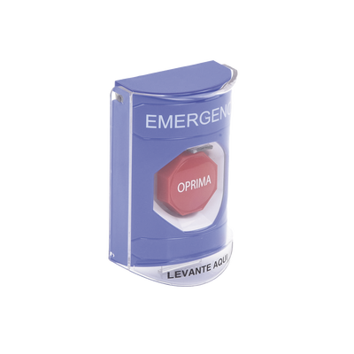 Botón Multipropósito, Color Azul, De Superficie, Con Tapa De Policarbonato, Con Bocina Pre Alarma, Solo Interior, Llave Para Restablecer, Texto De Emergencia, Español Botón Multipropósito, Color Azul, De Superficie, Con Tapa De Policarbonato, Con Bocina Pre Alarma, Solo Interior, Llave Para Restablecer, Texto De Emergencia, Español