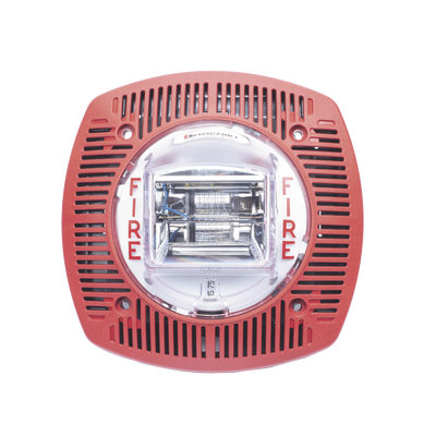 Bocina con estrobo para pared color roja
