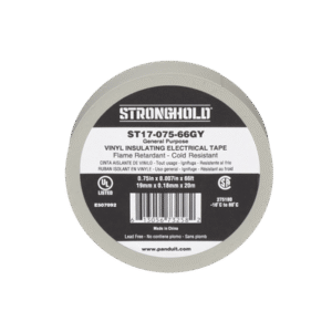 Cinta Eléctrica STRONGHOLD para Aislar, de PVC, Uso General Reparación y Mantenimiento, Grosor de 0.18mm (7 mil), Ancho de 19mm, y 20.12m de Largo, Color Gris