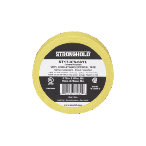 Cinta Eléctrica STRONGHOLD para Aislar, de PVC, Uso General Reparación y Mantenimiento, Grosor de 0.18mm (7 mil), Ancho de 19mm, y 20.12m de Largo, Color Amarillo
