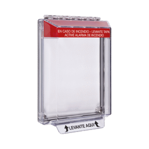 Cubierta Universal Transparente, de Bajo Perfil, Texto de Incendio en Español, Notificación Audible y Visible Cubierta Universal Transparente, de Bajo Perfil, Texto de Incendio en Español, Notificación Audible y Visible