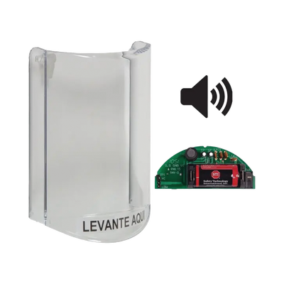 Cubierta Protectora De Policarbonato, Súper Resistente, Con Sonido, Texto En Español, Para Botones Multiusos Serie Stopper® Station De STI