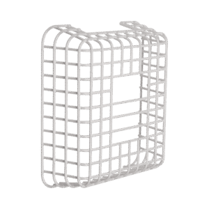 Jaula de acero FIRERAY Damage Stopper® para protección de detectores de haz óptico. Dimensiones 11.52 in (292 mm) altura x 10 in (254 mm) ancho x 3.58 in (91 mm) profundidad Jaula de acero FIRERAY Damage Stopper® para protección de detectores de haz óptico. Dimensiones 11.52 in (292 mm) altura x 10 in (254 mm) ancho x 3.58 in (91 mm) profundidad