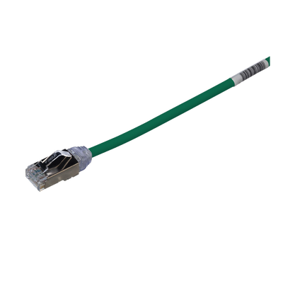 Patch Cord Cat6A, Diametro Reducido 28 AWG, Blindado S/FTP, CM/LS0H, 20 cm, Color Verde Patch Cord Cat6A, Diametro Reducido 28 AWG, Blindado S/FTP, CM/LS0H, 20 cm, Color Verde