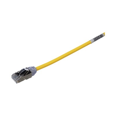 Patch Cord Cat6A, Diametro Reducido 28 AWG, Blindado S/FTP, CM/LS0H, 20 cm, Color Amarillo