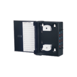 Mini Caja de Conexión de Fibra Óptica, Para Montaje en Pared, Hasta 48 Puertos LC (Acepta Dos Placas Acopladoras), Color Negro