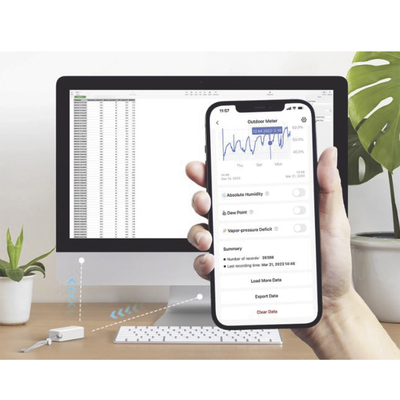 Medidor de temperatura y humedad para uso exterior o interior Datos en pantalla / inalámbrico BLUETOOTH compatible con HUB SwitchBot