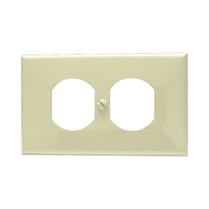 Placa de plástico para contacto dúplex color marfil.