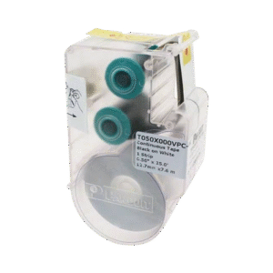 Casete de Etiqueta de Vinilo de Cinta Continua, Color Negro Sobre Blanco, Uso Interior/Exterior, 12.7 mm de Ancho x 7.6 Metros de Largo