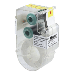 Casete de Etiquetas de Poliéster de Cinta Continua, Color Negro sobre Transparente, Uso Interior/Exterior Resistente a Rayos UV, 12.7 mm de Ancho x 7.6 metros de Largo