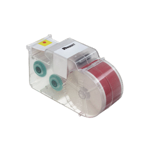 Casete de Etiquetas de Vinilo de Cinta Continua, Color Blanco Sobre Rojo, Uso Interior/Exterior, 25.4 mm de Ancho x 7.6 Metros de largo