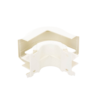 Esquinero exterior, para uso con canaleta T45, Material PVC Rígido, Color Blanco Mate