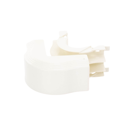 Esquinero exterior, para uso con canaleta T45, Material PVC Rígido, Color Blanco Mate