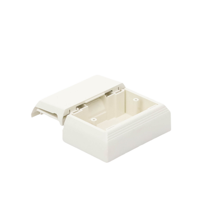 Caja Superficial Con Bisagras de Instalación a Presión, Para Canaletas T45, Material PVC Rígido, Color Blanco Mate Caja Superficial Con Bisagras de Instalación a Presión, Para Canaletas T45, Material PVC Rígido, Color Blanco Mate