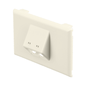 Placa de Pared Horizontal T70, Salida Para 2 Puertos Mini-Com, Con Espacios Para Etiquetas, Color Blanco Mate