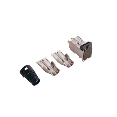 Jack TERA Categoria 7A, Con puerta protectora, Para aplicaciones de servicios compartidos, Color Negro