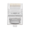 Bote con 100 Plugs Pass through RJ45 Cat5e BLINDADO, chapado de oro a 30 micras para durabilidad extrema