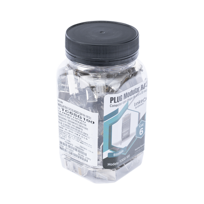 Bote con 100 Piezas de Plug Modular RJ45 Cat6 blindado con pin de tierra, chapado de oro a 30 micras para durabilidad extrema