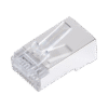 Bote con 100 Plugs Pass through RJ45 Cat6 BLINDADO chapado de oro a 30 micras para durabilidad extrema