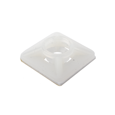 Base Autoadherible para Cinchos Práctica y Eficiente para la Organización y Fijación de Cables, Fabricada en Nylon Resistente y de Color Natural con una Medida de 19x19 mm, Paquete con 100 Piezas (4210-00001)
