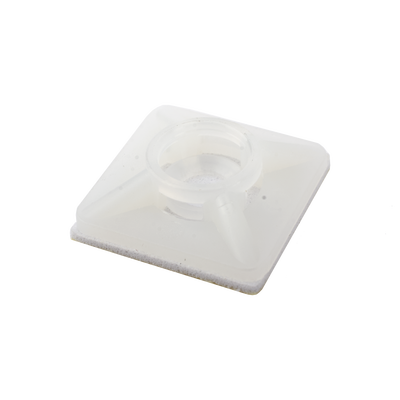 Base Autoadherible para Cinchos Práctica y Eficiente para la Organización y Fijación de Cables, Fabricada en Nylon Resistente y de Color Natural con una Medida de 19x19 mm, Paquete con 100 Piezas (4210-00001)
