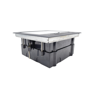 Caja de piso para dos módulos universales (Socket M2), para alimentación eléctrica y redes de datos (11000-33401) No incluye faceplates