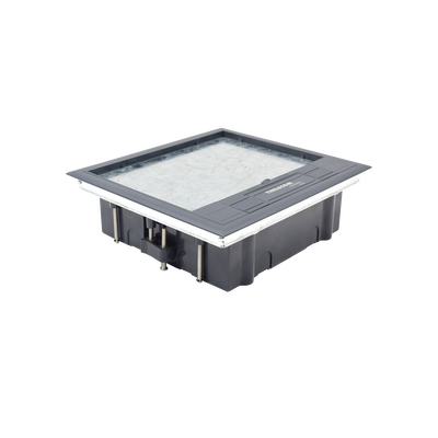 Caja de piso para cuatro módulos universales (Socket M4), para alimentación eléctrica y redes de datos (11000-43401) No incluye faceplates