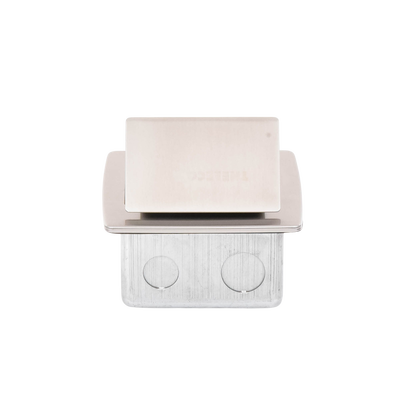 Mini caja de piso rectangular en acero inoxidable con 2 contactos eléctricos (11000-21201)