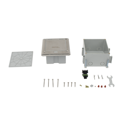 Caja de piso con contacto eléctrico (Duplex), resistente al agua, IP66 (Con tapa cerrada) (11000-53201)