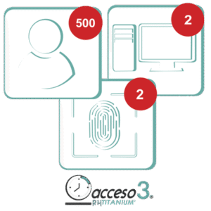 [BAJO PEDIDO] Licencia para software de Tiempo & Asistencia compatible con SISTEMAS DE NOMINA / 500 Empleados / 2 Relojes checadores / 2 PC / Acceso3 - TITANIUM