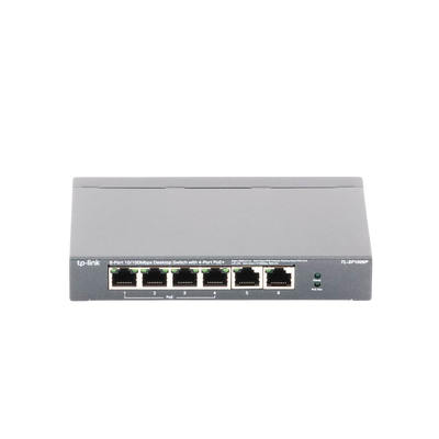 Switch PoE no Administrable de escritorio / 6 puertos 10/100 Mbps / 4 puertos PoE af/at / Presupuesto 67 W / Modo Extensor hasta 250 m / Calidad video prioritaria