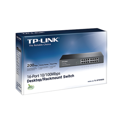 Switch no administrable de 16 puertos 10/100 Mbps de escritorio y para montaje en rack