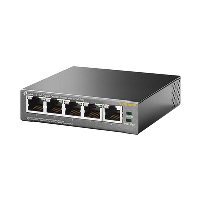 Switch Escritorio No Administrable de 5 puertos 10/100/1000 Mbps / Con 4 puertos PoE 802.3af/at de hasta 65 W / PoE Extendido hasta 250 metros
