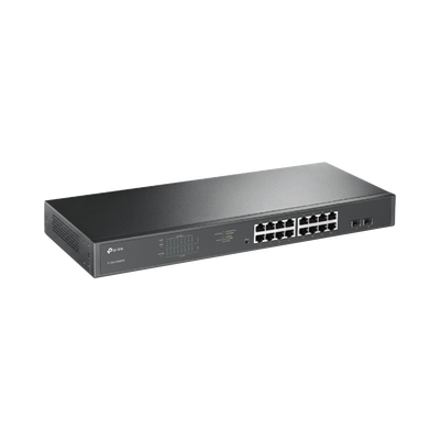 Switch JetStream de 16 puertos 10/100/1000Mbps y PoE af/at, 2 puertos SFP hasta 192W. Switch JetStream de 16 puertos 10/100/1000Mbps y PoE af/at, 2 puertos SFP hasta 192W.