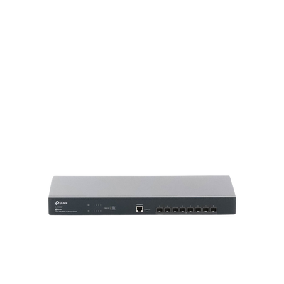 Switch Fibra Óptica L2+ Omada / 8 Puertos SFP+ 10G / 2 Puertos Consola (RJ45 y micro-USB) / Administración Centralizada Omada o Stand-Alone / Multicast IGMP / Calidad de Servicio / Montaje en Rack / Silencioso (sin ventiladores)