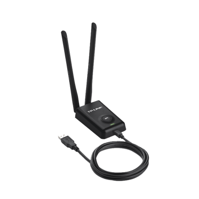 Adaptador de alta potencia USB inalámbrico/ WiFi N 300 Mbps / Frecuencia de 2.4 GHz / 2 Antenas Externas de 5 dBi / Compatibilidad Windows y Linux