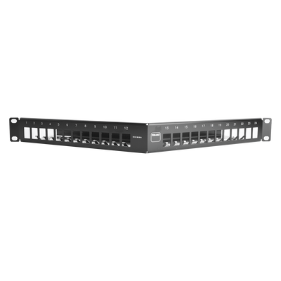 Patch Panel TERA-MAX de 24 Puertos, Modular, Angulado, Color Negro, 1UR Patch Panel TERA-MAX de 24 Puertos, Modular, Angulado, Color Negro, 1UR